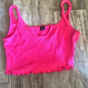 SHEIN Vibrant Pink Ribbed Crop Top